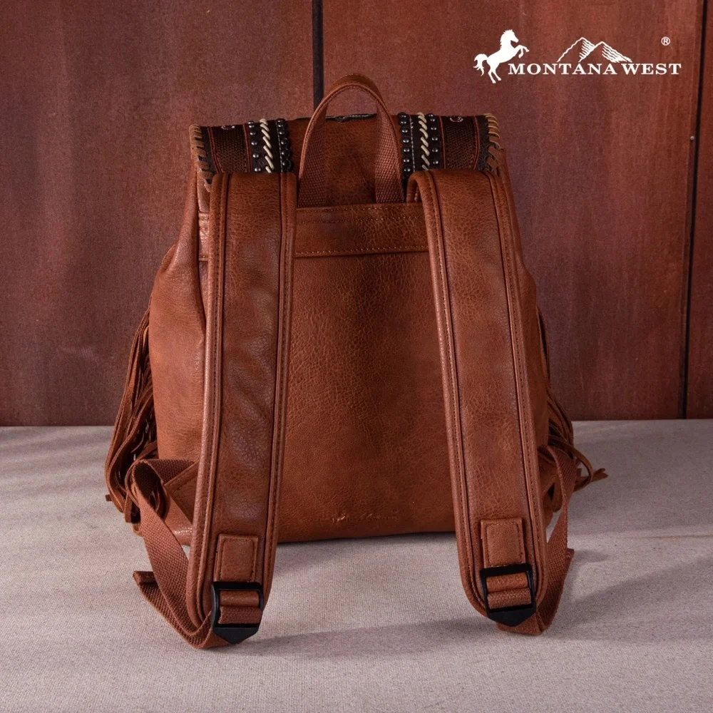 Montana West Floral Embroidered Collection Backpack Brown